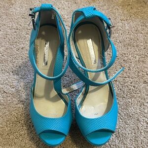 Elegant Blue Peep-Toe Heels